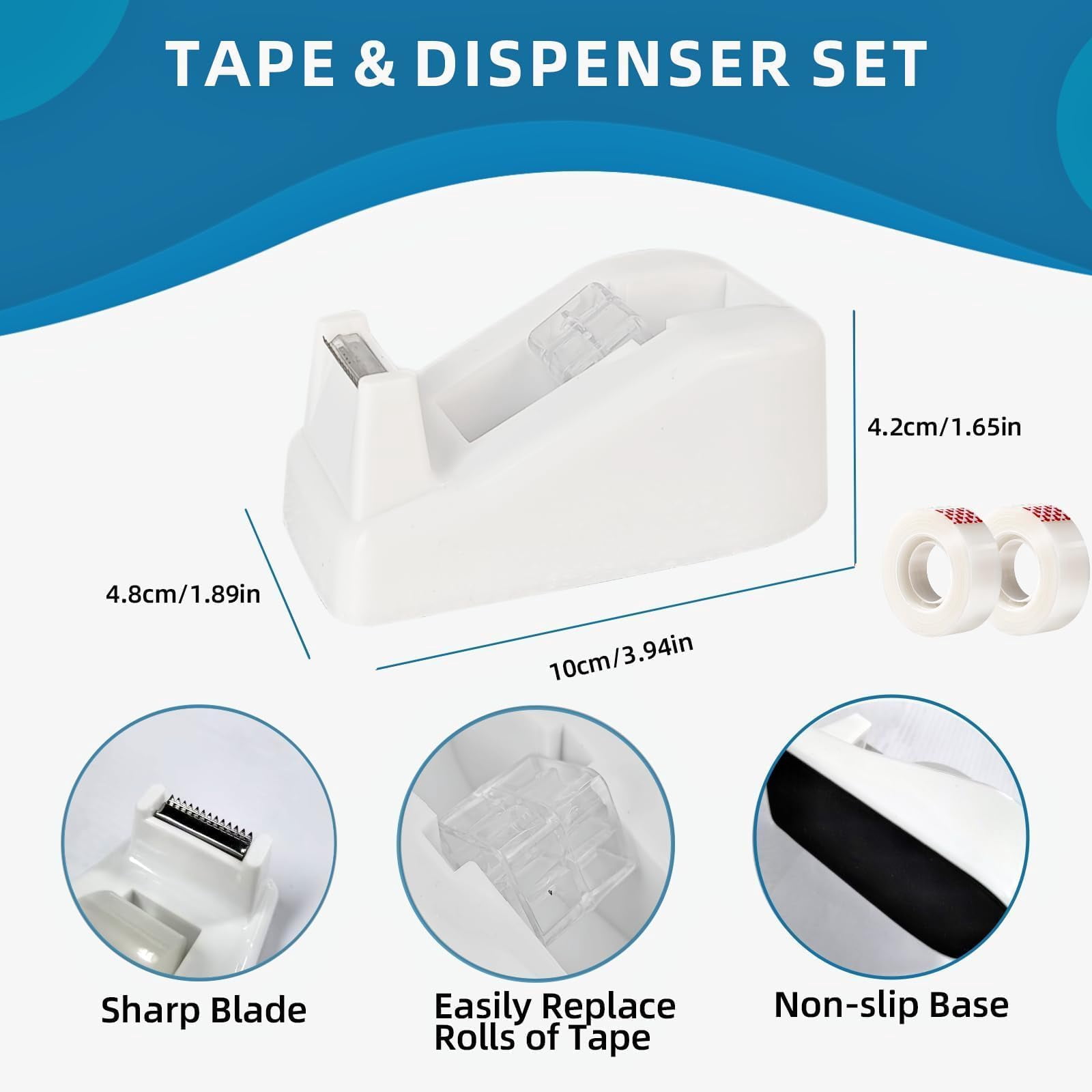 White Desk Organizer Set - 15-piece Office Supplies With 360° Rotating Pen Holder  Stapler Tape Dispenser & Clips For Home
