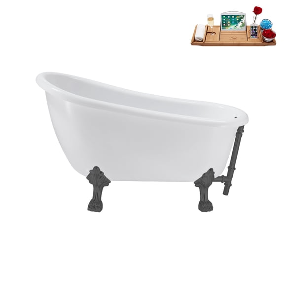 53'' Streamline N487BGM-BGM Soaking Clawfoot Tub and Tray with External Drain