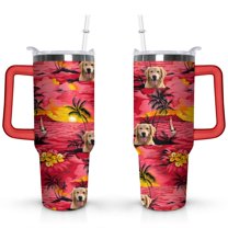 40oz Dog Mom Tumbler - Leakproof Travel Coffee Mug with Handle - Cute Puppy Gift for Women Who Love Dogs - Double Wall Stainless