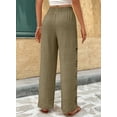 thumbnail image 4 of Eytino Womens Pants Wide Leg Loose Summer Boho Drawstring Elastic Waist Hollow Out Textured Beach Pants, 4 of 7