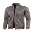 thumbnail image 3 of Men Zip Up Knit Jacket Casual Loose Stand Collar Long Sleeve Jacket, 3 of 6