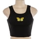 thumbnail image 4 of Qarigey Color puro mujeres verano chaleco tanque Halter Crop Tops Casual mariposa impreso corto ajustado sin mangas blanco negro Tops Camisetas sin mangas, 4 of 6