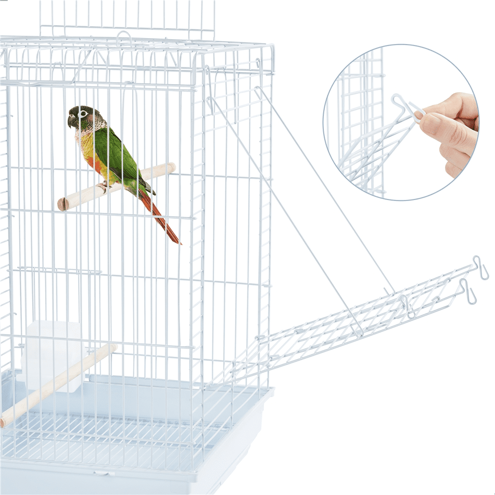 Alden Design 23" H Travel Small Bird Cage with Open Play Top, White