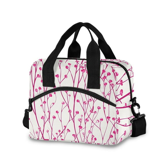 joogoo Floral with Heart Shape Insulated Lunch Bags Reusable Cooler Box with Shoulder Strap