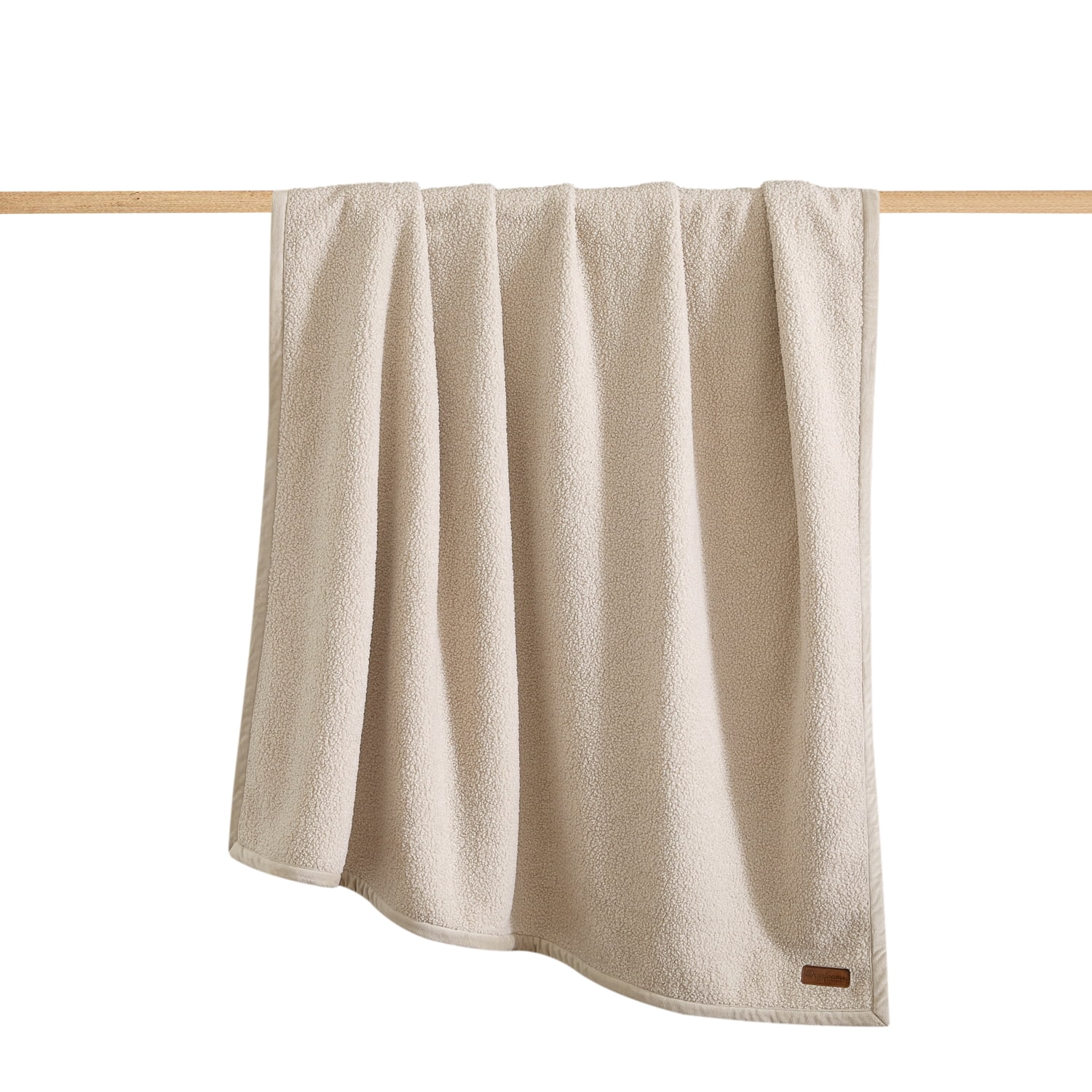 Dearfoams Reversible Cozy Teddy Oversized Couch Throw Blanket, Beige, 50 x 70 in