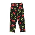 thumbnail image 4 of Xecao Sweet Red Cherry Women's Straight Lounge Pajama Pants: The Epitome of Relaxed Sleepwear, 4 of 9