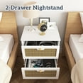 thumbnail image 5 of Hommoo 2 Rattan Drawers Nightstand, Modern Wood Side Table Bedside End Table, Night Stand Storage Cabinet for Living Room Bedroom, White, 5 of 8