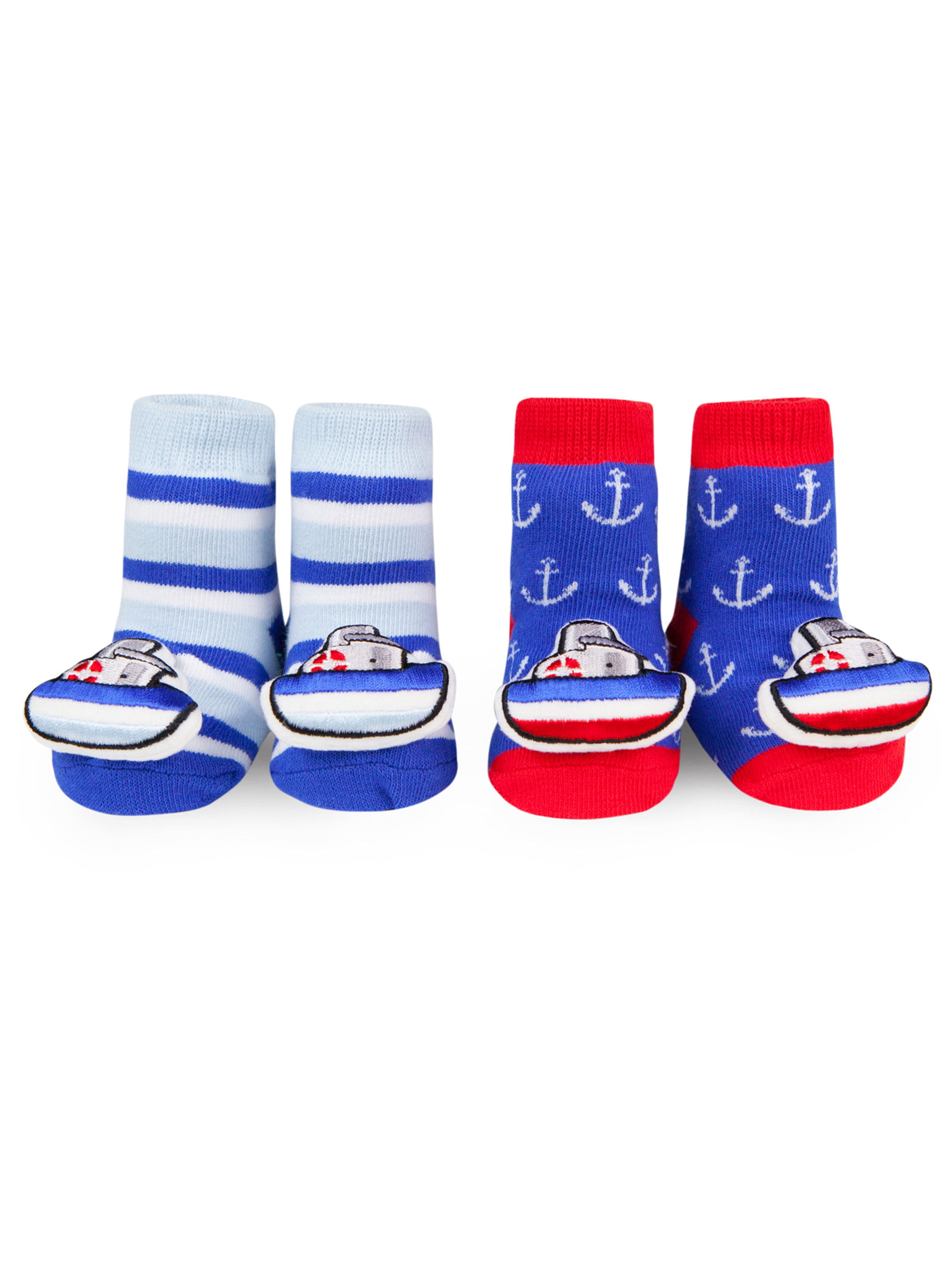 BABY BOY BOYS SOCKS PACK OF 2 0-12 MONTHS BLUE WHITE RED 2 Pairs 