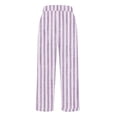 thumbnail image 5 of Bovemsi 2025 Women's Cotton Linen Striped Casual Pants – Elastic Waist Loose Fit Summer Trousers, Pink, XXL, 5 of 5