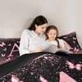 thumbnail image 4 of Homewish Monogrammed A Female Twin Bedding Sets 7-Piece, Cartoon Pink Kawaii Butterfly Bedding Comforter Set, Glitter Stars Diamond Reversible Sheet Sets, Super Cozy Room Decor, 4 of 7