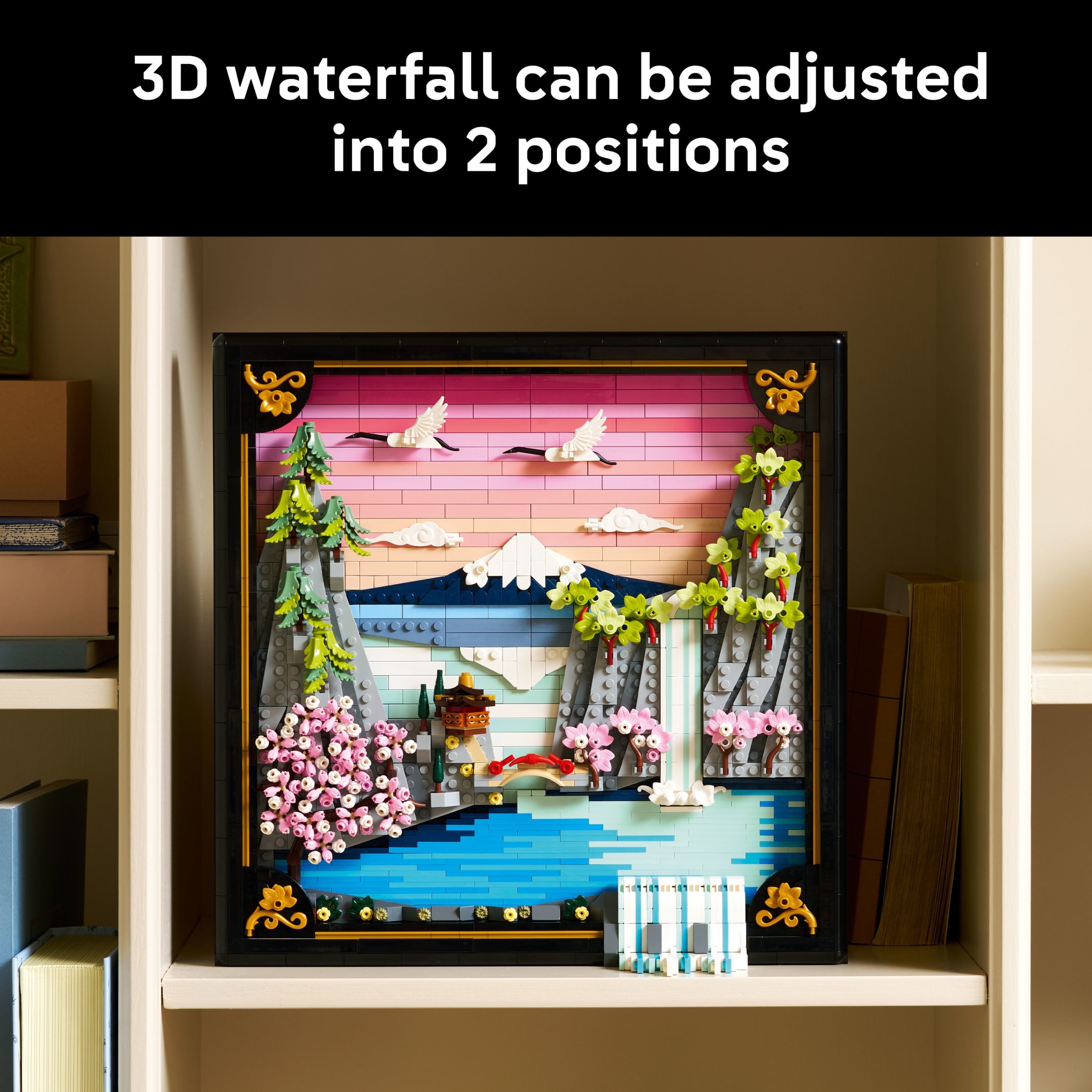 LEGO Art Japanese Cherry Blossom Landscape Building Set for Adults - Room Decoration & Gift for Women & Men, Ages 18+ - Framed Wall Decor, Stand or Hang to Display - 31218