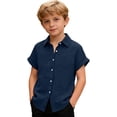 thumbnail image 6 of hotojiny Toddler Girls Button down Shirts Kids Short Sleeve Plain Boys Top Lightweight Collared Beach Travel Blouse for 3-14 Years, 6 of 7