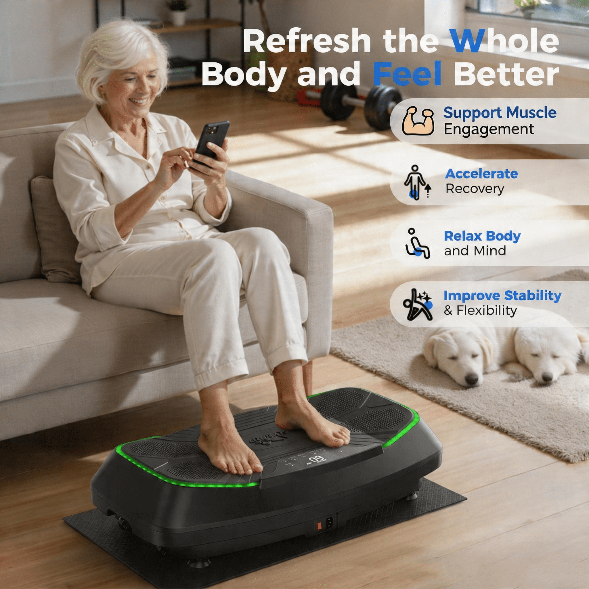 best lubricant for elliptical machine FLYBIRD 4D Vibration Plate: Triple Motors, 500lb Capacity - For Whole Body  Vibration, Workout & Muscle Activation