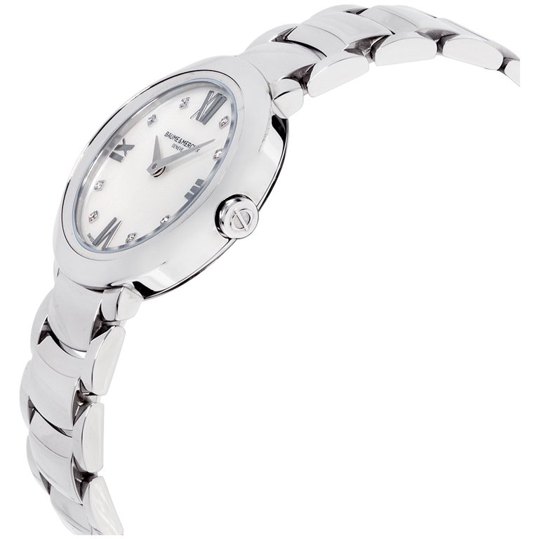 Baume Mercier Women s Promesse Diamond 30mm Steel Bracelet Case Swiss Quartz MOP Dial Watch 10158