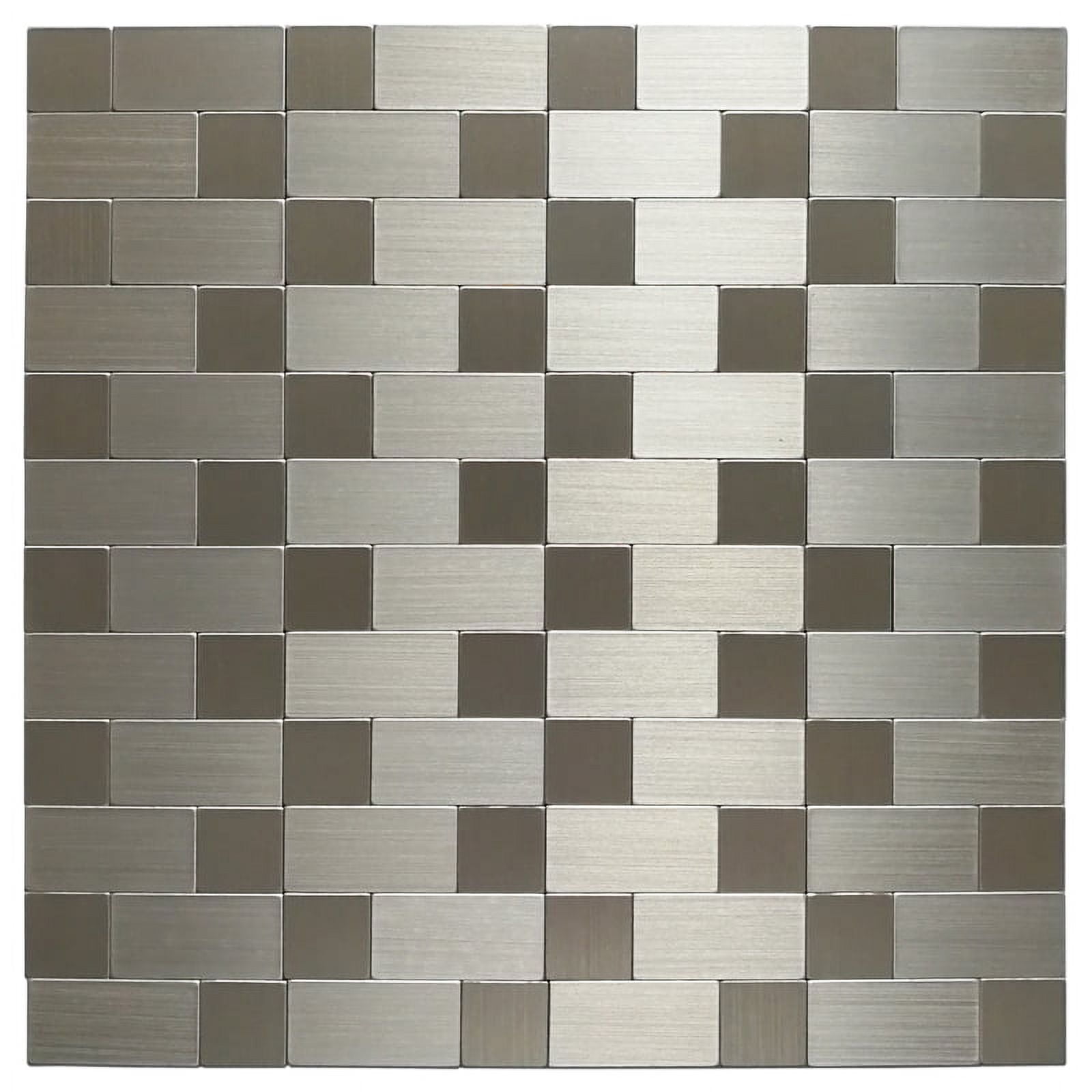 Art3d Peel and Stick Backsplash Tile 12"x12" Brushed Silver Aluminium Silver Bathroom/Kitchen Tile,Metal Wall Stickers (10-Pack)