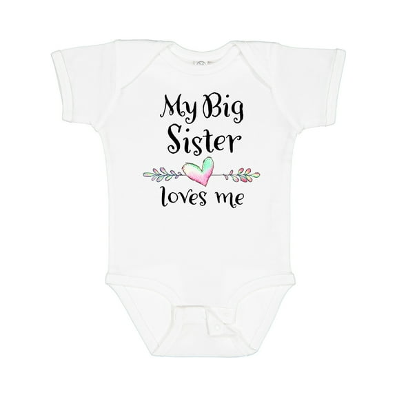 Inktastic My Big Sister Loves Me- Heart Boys or Girls Baby Bodysuit