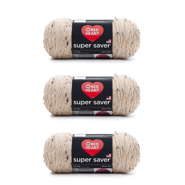 Red Heart Super Saver, paquete de 3, Buff Fleck 3 unidades