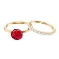 thumbnail image 4 of Rosec Jewels Lab Created Ruby Solitaire Ring Set with Diamond Enhancer (AAAA Grade), 14K Yellow Gold, US 6.50, 4 of 8