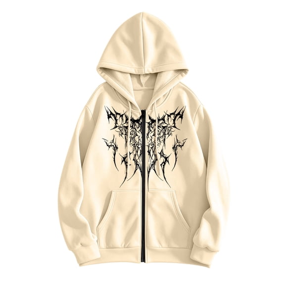 Men Hooded Full Zip Long Sleeve Drawstring Jacket with Elastic Cuffs,Casual Versatile with Pockets Daily Working Outdoor Wear,Beige,3XL