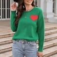 thumbnail image 3 of Suéter con forma de corazón para mujer,Suéter con estampado de corazón redondo para mujer, suéter para mujer de alta capacidad, 3 of 6