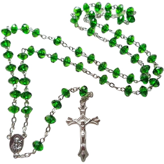 Zephyriana Stones Rosary Beads Necklace VirginMary ChristJesus Cross Pendant Necklace Women Men Catholic Jewelry Gift Sweater Chain