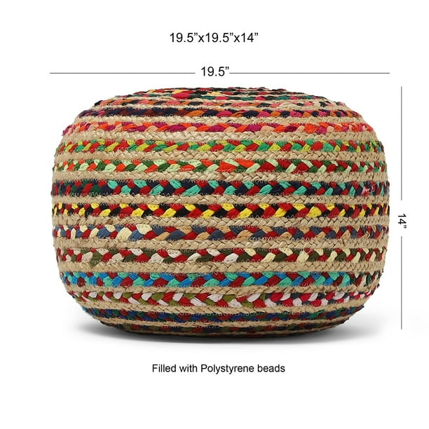 REDEARTH Pouf rotondo ottomano - poggiapiedi lavorato a mano