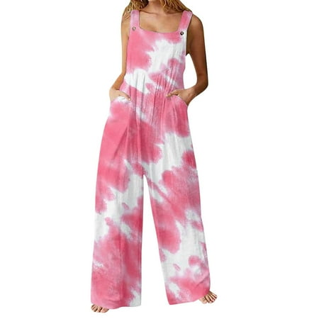 

Xihbxyly Jumpsuits for Women 2023 Summer Casual Maternity Overalls Boho Comfy Cotton Linen Jumpsuit Baggy Button Bib Loose Overalls Plus Size Pants Maxi Pockets Rompers Summer Clearance #3