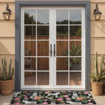 Schnauzer with Pioneer Flower Door Rugs,Washable Non Slip Door Mats Indoor,Decorative Door Mats,Entry Mat Indoor for Entrance,Bedroom,Kitchen,Bathroom,16"x47"