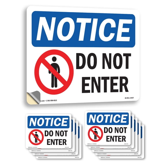 Do Not Enter OSHA Notice Vinyl Decal Label 14 Inch x 10 Inch - 10 Pack