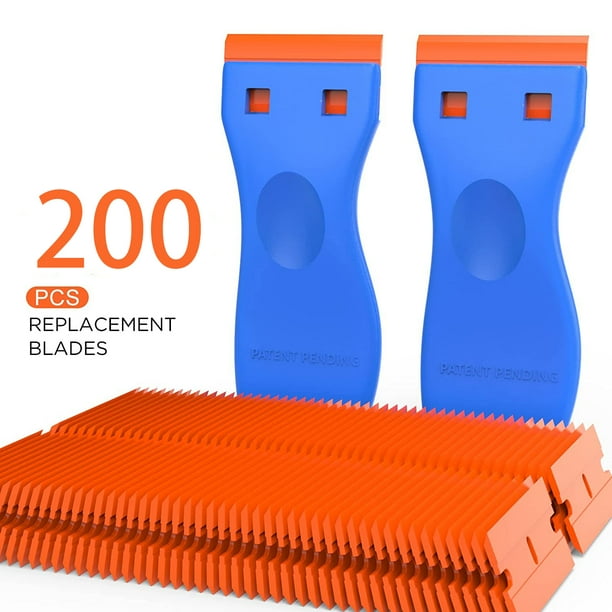 Set of 2 Double Edged plastic scrapers, 200 doubleedged replacement