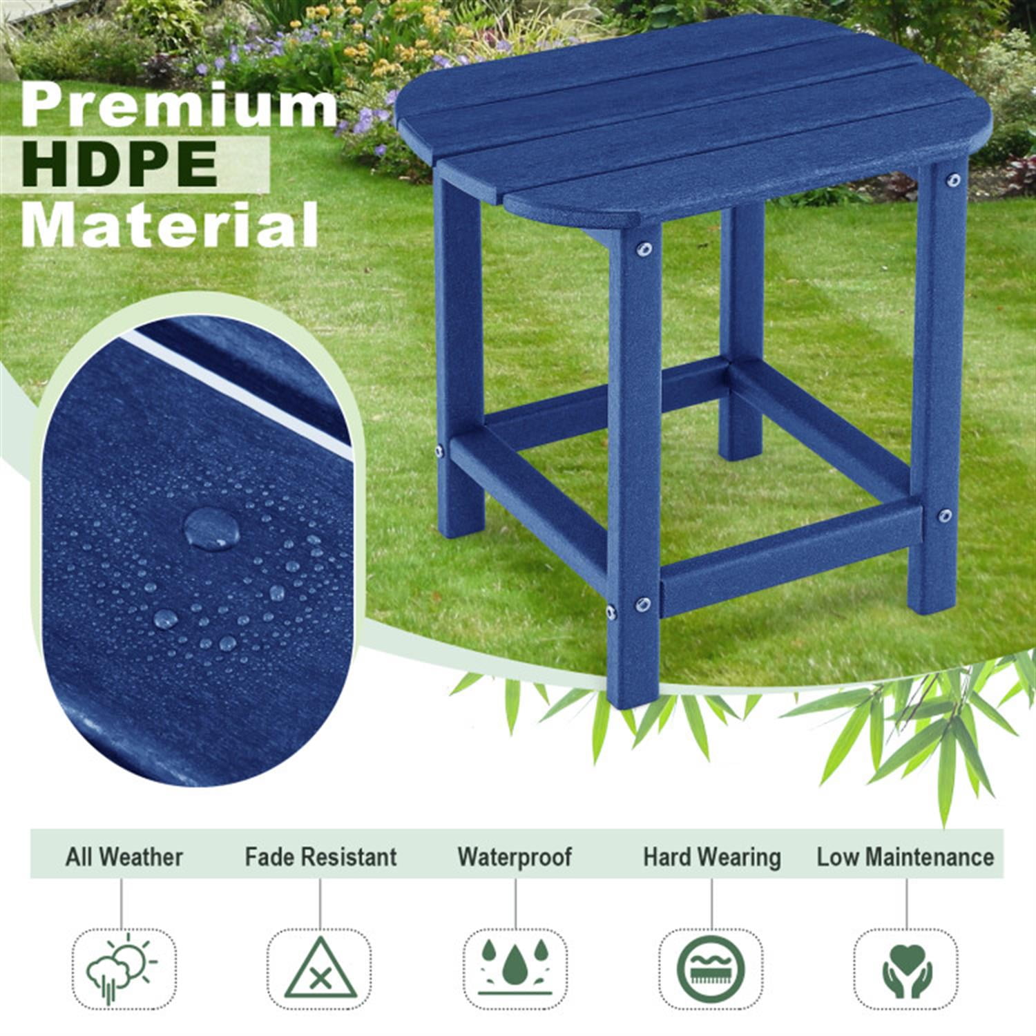 Demi Bonn 18" Weather Adirondack Resistant Outdoor Side Table for Garden Yard Patio, Small Outside End Tabledoor or Outdoor Use, Blue