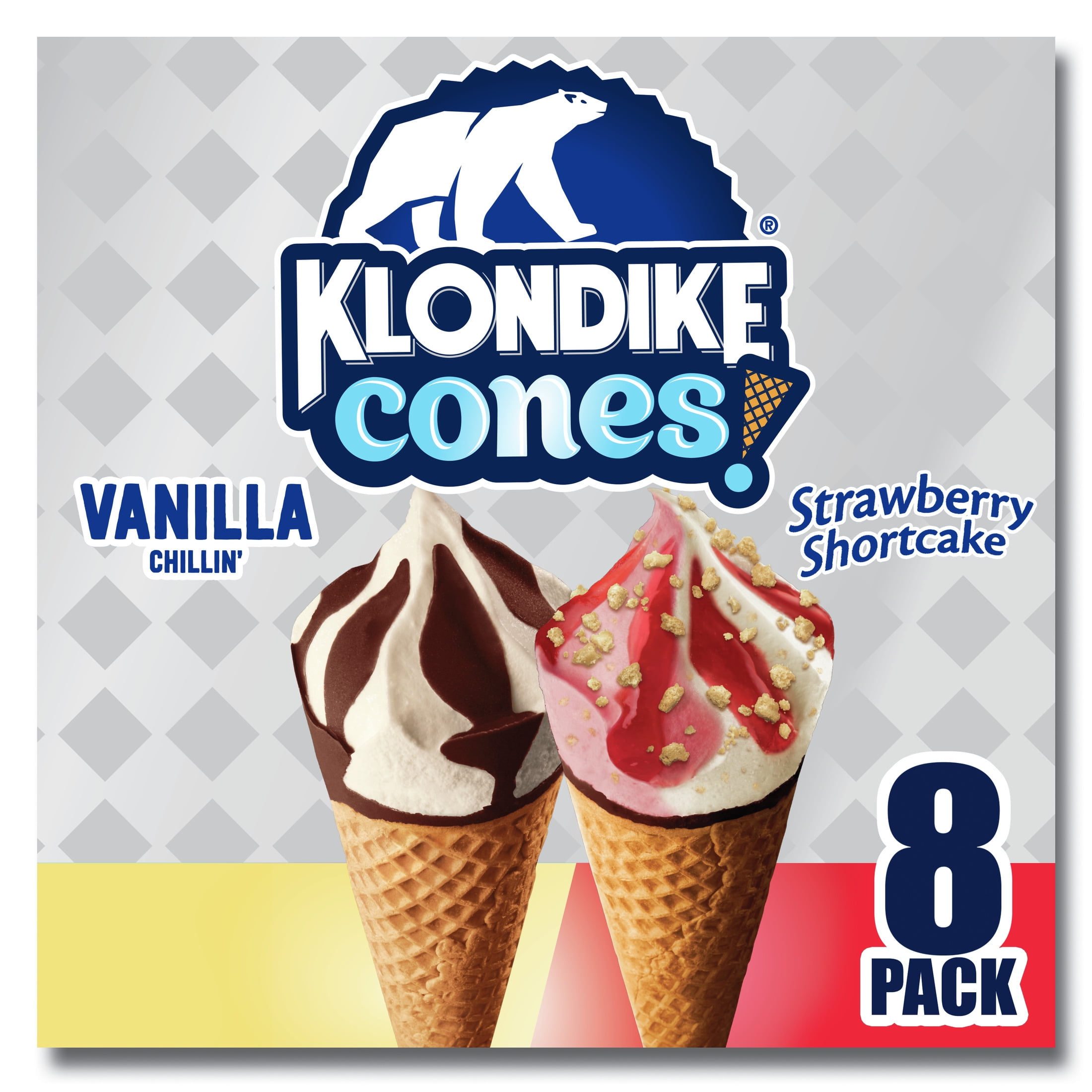 Klondike Cones Good Humor Strawberry Shortcake & Vanilla Chillin’ Ice Cream Cones Frozen Desserts, 8 Count