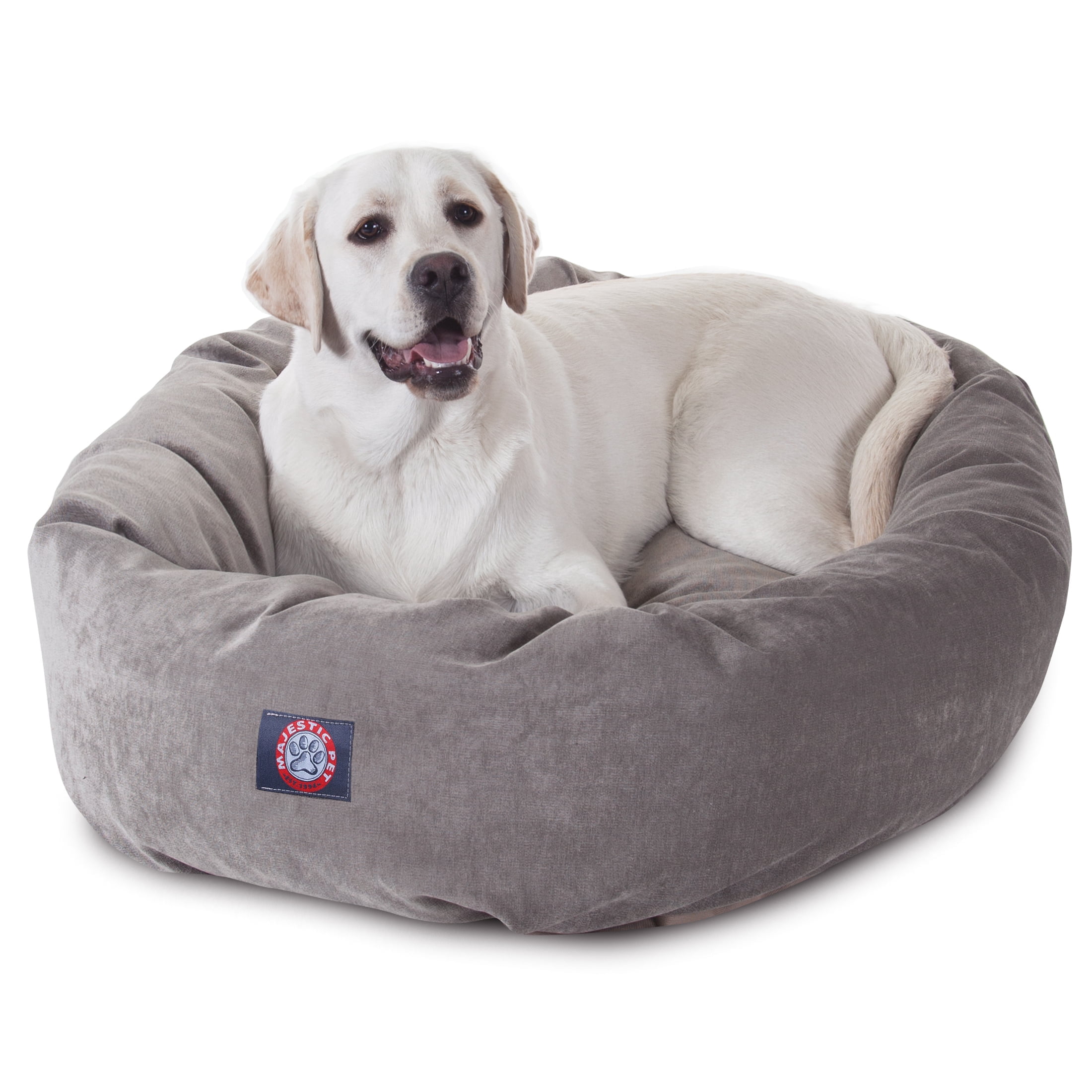 Majestic Pet Villa Velvet Bagel Pet Bed for Dogs, Calming Dog Bed Washable, Small, Aubergine