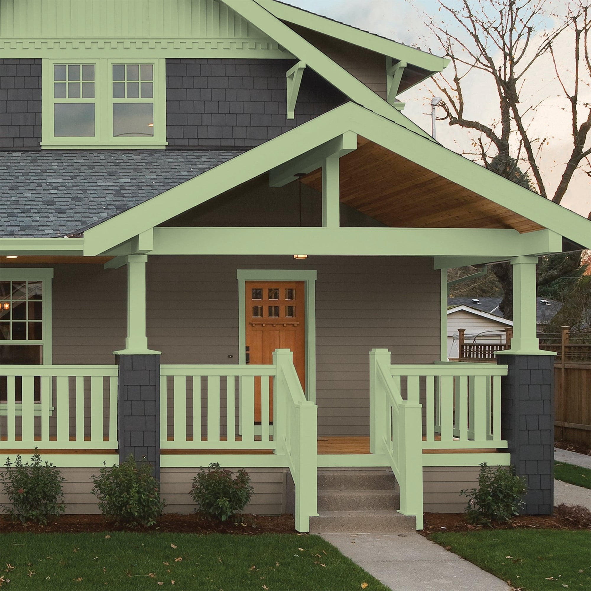Glidden One Coat Harmonious / Green Semi-Gloss Exterior Paint with Primer, 1 Gallon