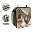 thumbnail image 2 of Insulated Square Lunch Bag with Side Mesh Pocket Fashion Lunch Box Reusable Lunch Tote 10.5" x9.5" x3.5" Chicken and Rooster, 2 of 6