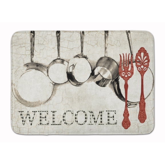 Pots and Pans Welcome Machine Washable Memory Foam Mat