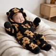 thumbnail image 5 of Maqroz Animal Print Boys Girls Fleece Jumpsuit Long Sleeve Hooded Romper Cute Cubby Graphic Loungewear with Zip, 5 of 8