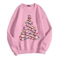 thumbnail image 4 of Wang6 Womens Plus Size Christmas Sweatshirts Crew Neck Christmas Tree Printed Hoodless Pullovers Long Sleeve White Graphic Tshirts Tops Pink XXXL, 4 of 4