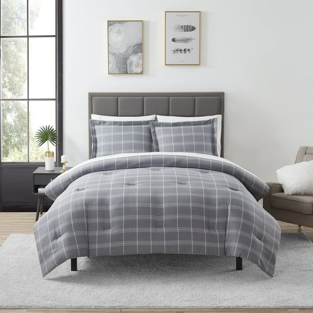 Set de edredón Sweet Home Collection Twin Grey Plaid