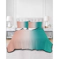 thumbnail image 3 of Quilts Twin XL Size, Teal Pink Ombre Soft Comforter Bedding Set for Bed, Modern Abstract Art Gradient Lightweight Quilted Bedspread with Pillow Cover(2 Pieces) for All Season, 68x98 Inch, 3 of 6