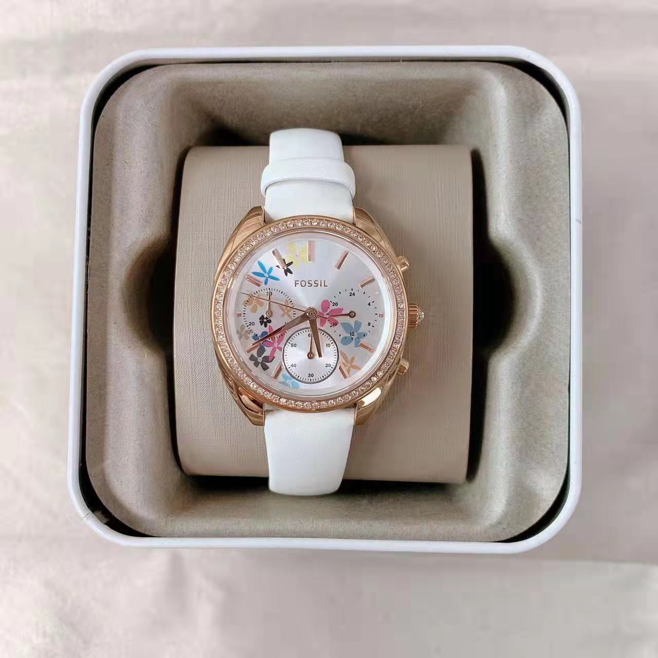 Fossil white top leather watch
