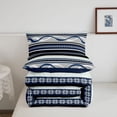 thumbnail image 5 of jejeloiu Nautical Striped Full Size Comforter Sets,Wave Print Bedding Comforter Set For Boys,Blue Gray,Navy Blue Reversible,3-Piece,1 Comforter and 2 Pillowcases, 5 of 7