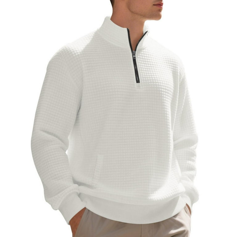 LIaqionyy Men's Quarter Zip Sweatshirts Mock Neck Long Sleeve Drop