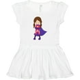 thumbnail image 3 of Inktastic Superhero Girl, Brown Hair, Cute Girl, Purple Cape Girls Toddler Dress, 3 of 5