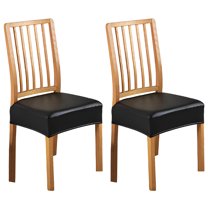 Dznils Waterproof PU Chair Seat Covers for Dining Room, Washable Chair Slipcovers, Set of 2, Black