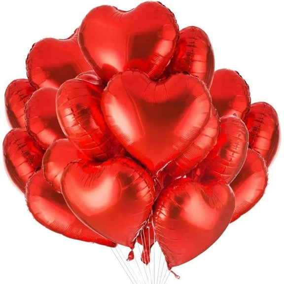 WODJR Red Heart Foil Balloons Red Heart Foil Helium Balloons for Valentines Day Wedding Engagement Decorations, Heart Shape Foil Mylar Balloons Red 18" for Valentine's Day Party Decorations