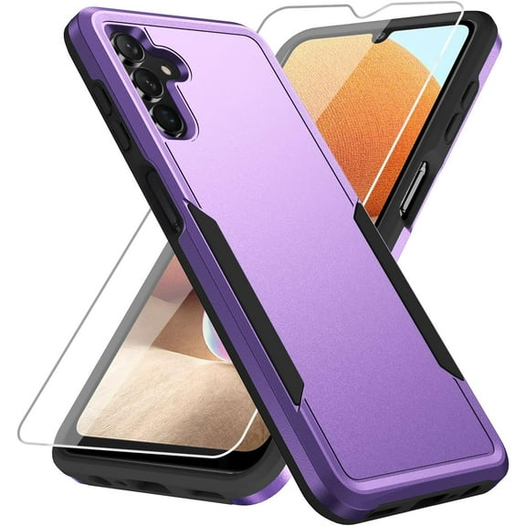 for Galaxy A13 5G Case, Samsung A13 5G Case with Screen Protector,Heavy-Duty Tough Rugged Shockproof Protective Phone Case for A13 5G, Purple