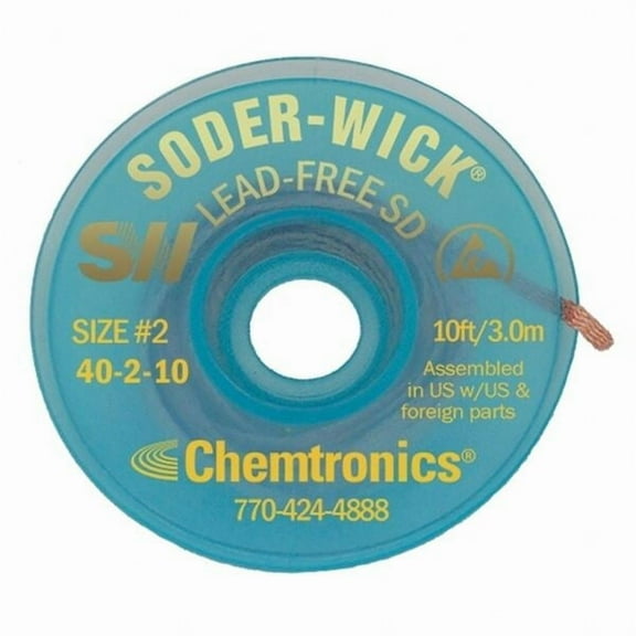 Chemtronics Desoldering Wick,10 ft.,2,Copper 40-2-10