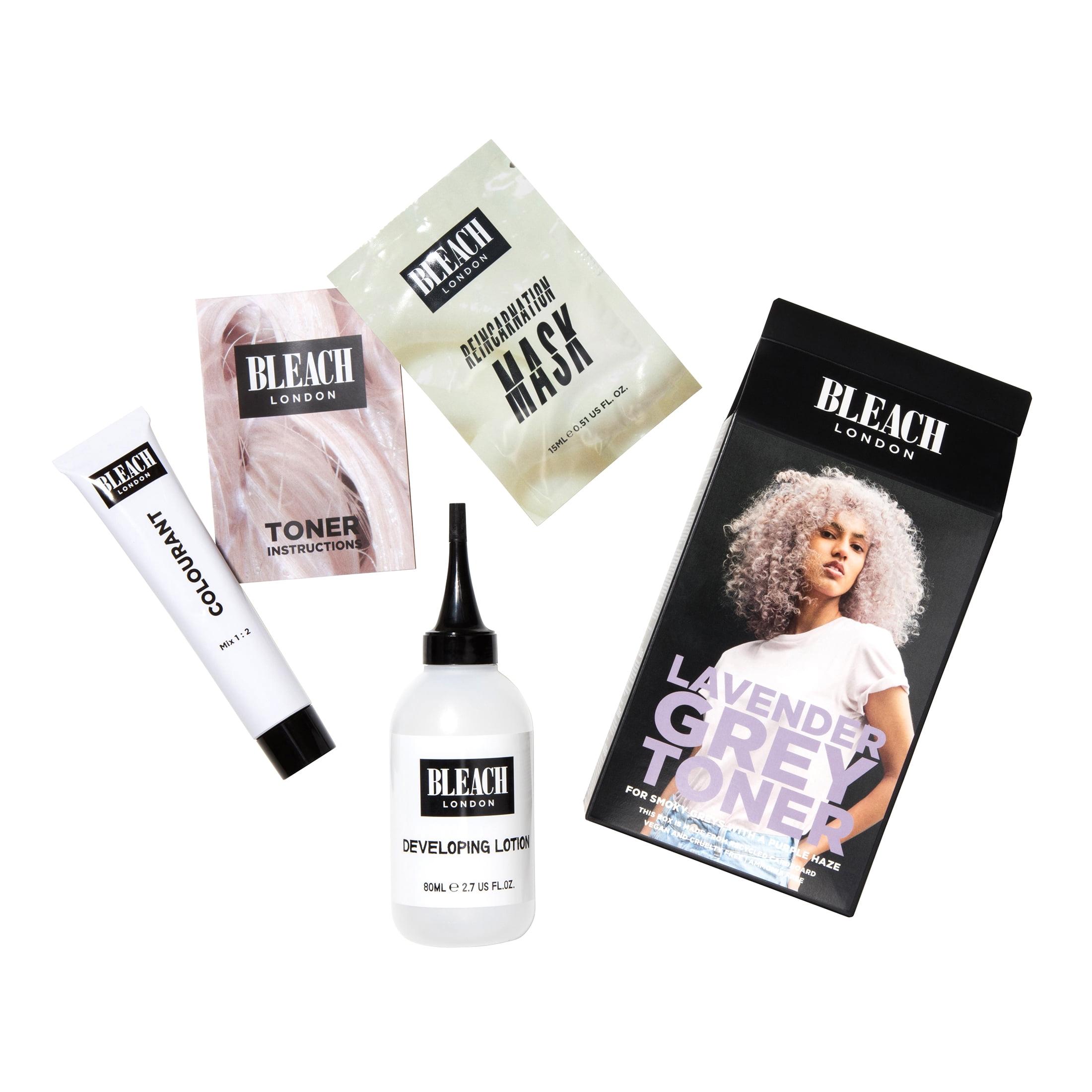 Bleach London Lavender Grey Toner Box Kit, Semi-Permanent Dye for Bleached Hair