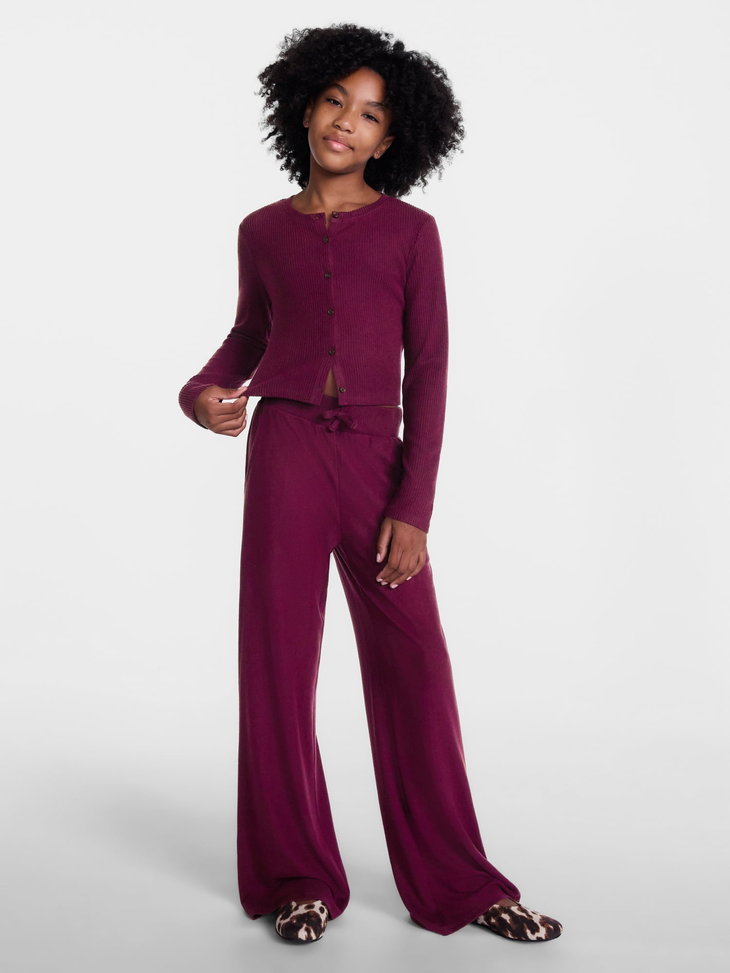 Weekend Academy Girls Ribbed Button Front Top with Long Sleeves, Sizes 4-18